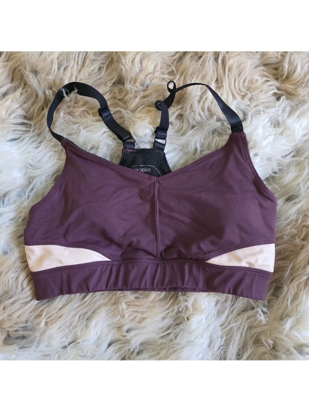 Oiselle Plum Cream Contrast Sports Bra